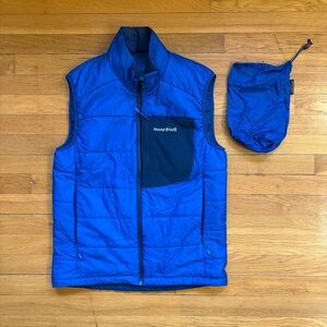 Montbell Blue Thermawrap Puffer Reversible Vest - Mens Medium